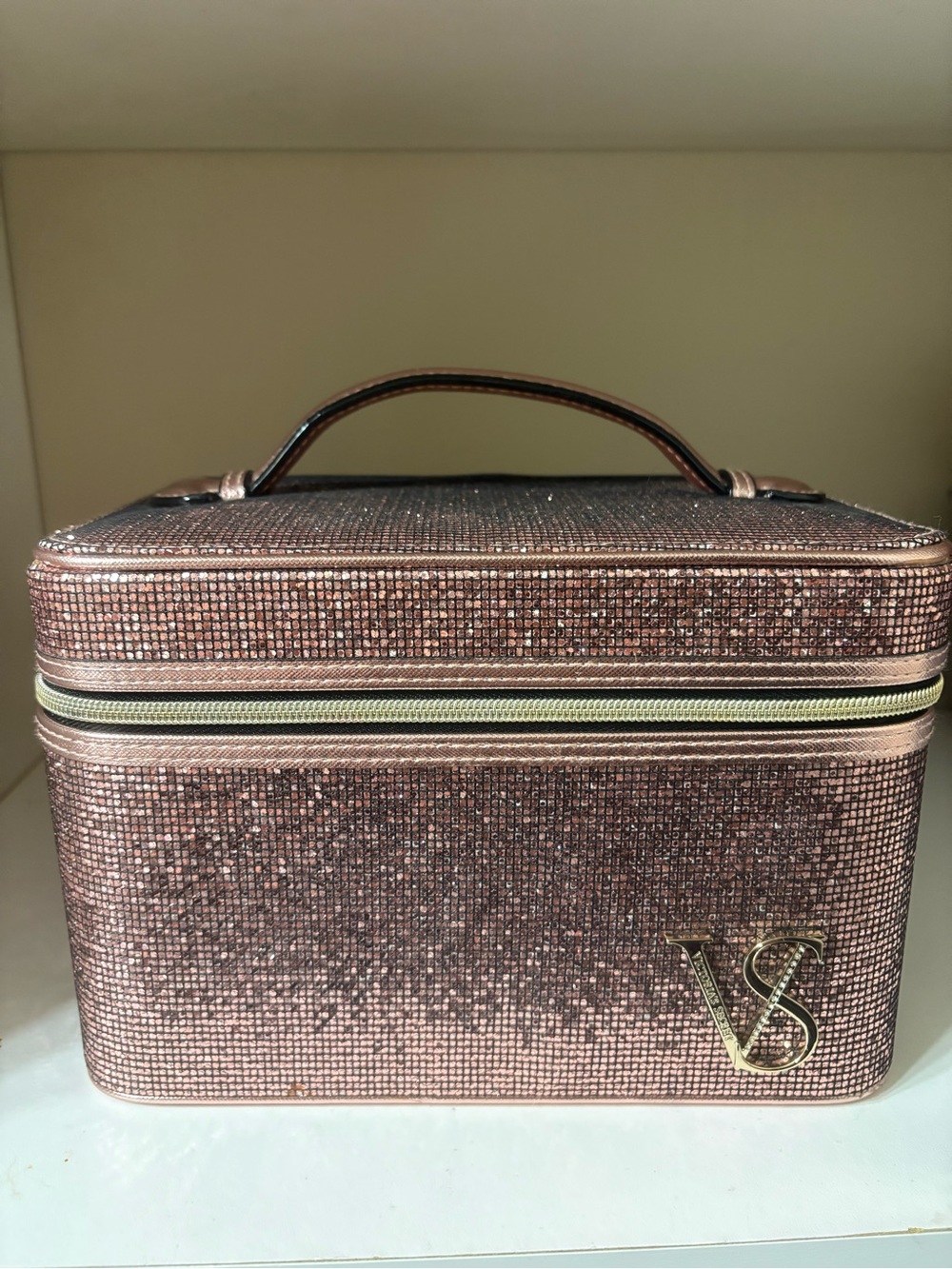 Victoria's Secret Rose Gold Glitter Cosmetic Case